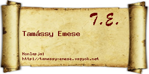 Tamássy Emese névjegykártya